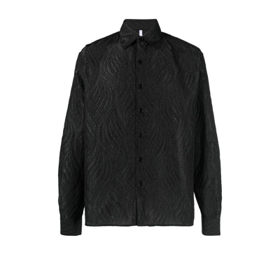 Shop Soulland Black Long Sleeve Brocade Shirt