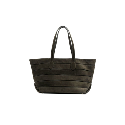 Shop Khaite Green The Florence Panelled Suede Tote Bag