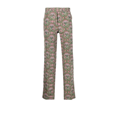 Shop Soulland Green Erich Printed Straight-leg Trousers