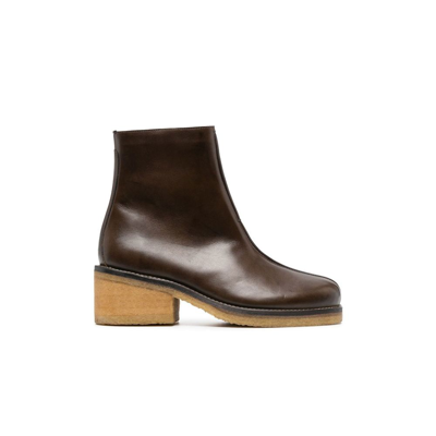 Shop Lemaire Brown Smooth Leather Ankle Boots
