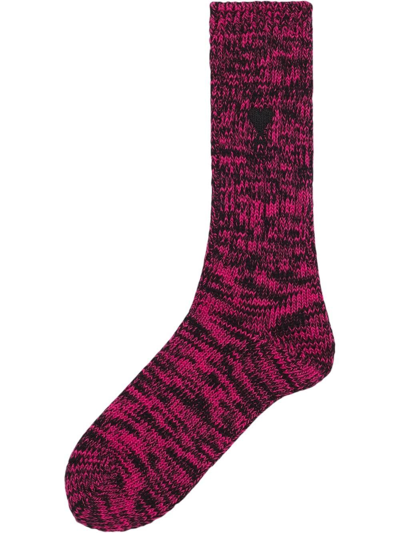 Shop Ami Alexandre Mattiussi Ami De Coeur Marl-knit Socks In Pink
