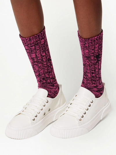 Shop Ami Alexandre Mattiussi Ami De Coeur Marl-knit Socks In Pink