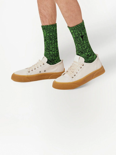 Shop Ami Alexandre Mattiussi Ami De Coeur Marl-knit Socks In Green