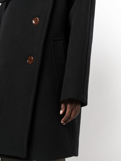 Shop Acne Studios Funnel-neck Single-breasted Coat In Black