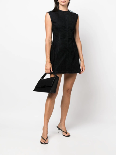 Shop Acne Studios Two-tone Denim Mini Dress In Black