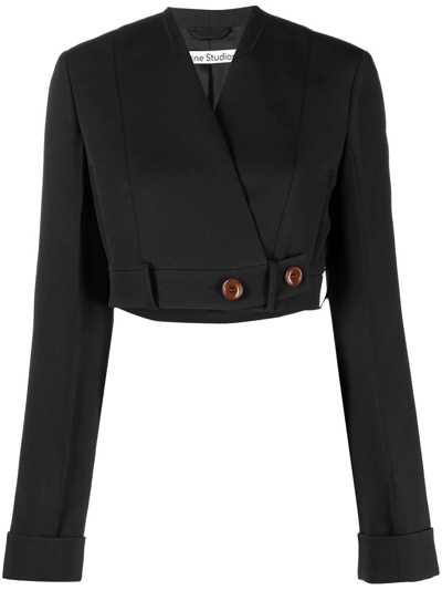 Shop Acne Studios Cropped Fitted Blazer In Black