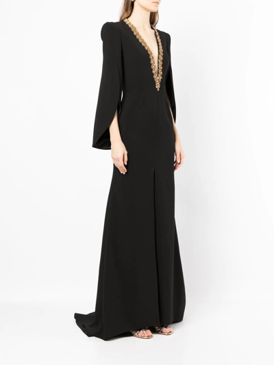 Shop Jenny Packham Long-length Evening Dress In Black