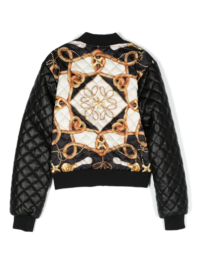 Shop Moschino Baroque-print Padded Bomber Jacket In Black
