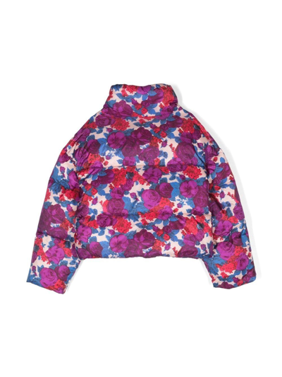 Shop Les Coyotes De Paris Claire Floral-print Puffer Jacket In Purple