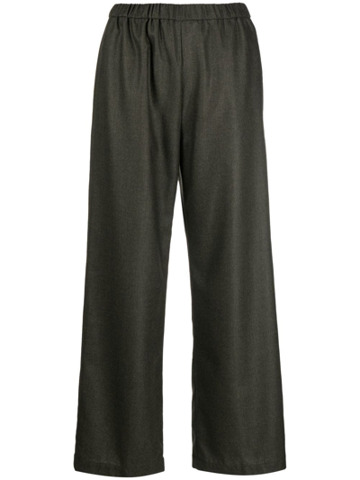 Aspesi Straight-leg Wool-cashmere Trousers In Green