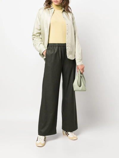 Aspesi Straight-leg Wool-cashmere Trousers In Green