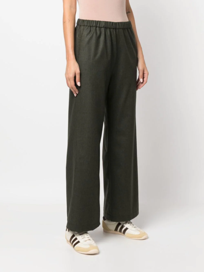 Aspesi Straight-leg Wool-cashmere Trousers In Green