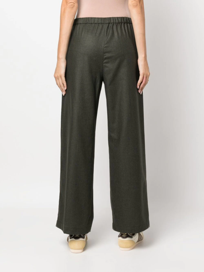 Aspesi Straight-leg Wool-cashmere Trousers In Green