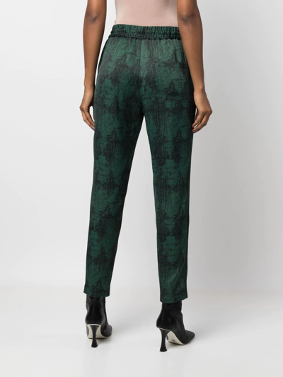 Shop Aspesi Graphic-print Cropped Trousers In Green