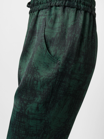 Shop Aspesi Graphic-print Cropped Trousers In Green