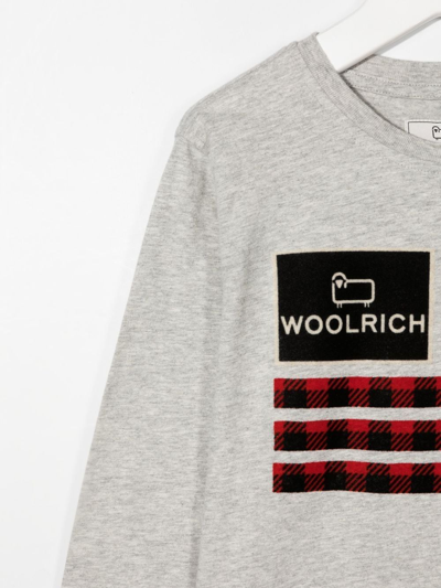 Woolrich Teen Logo-print Crew Neck Sweatshirt In Grey