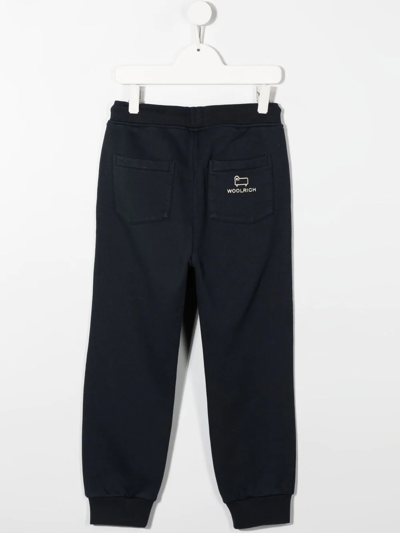 Shop Woolrich Organic Embroidered Track Pants In Blue