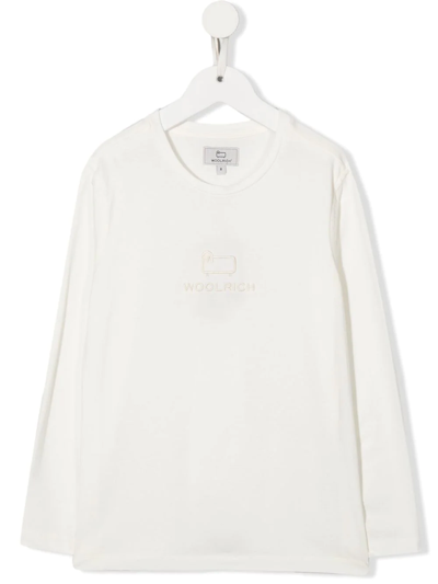 Shop Woolrich Embroidered Organic-cotton T-shirt In White