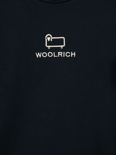 Shop Woolrich Organic Embroidered-logo Sweatshirt In Blue