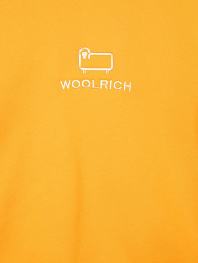 Shop Woolrich Logo-embroidered Cotton Hoodie In Yellow