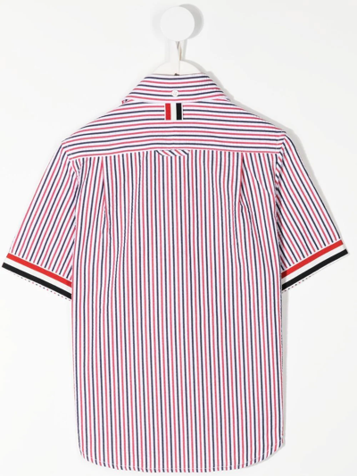 Shop Thom Browne Striped Short-sleeved Shirt In Multicolour