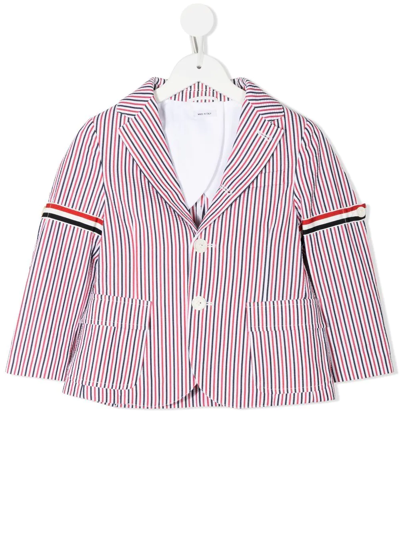 Shop Thom Browne Striped Single-breasted Blazer In Multicolour