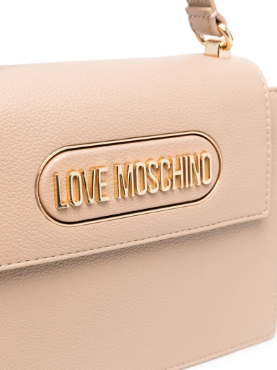 Shop Love Moschino Logo-plaque Crossbody Bag In Neutrals
