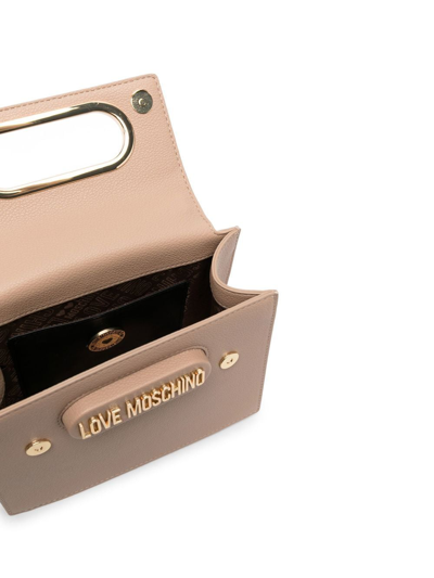 Shop Love Moschino Logo-plaque Crossbody Bag In Neutrals