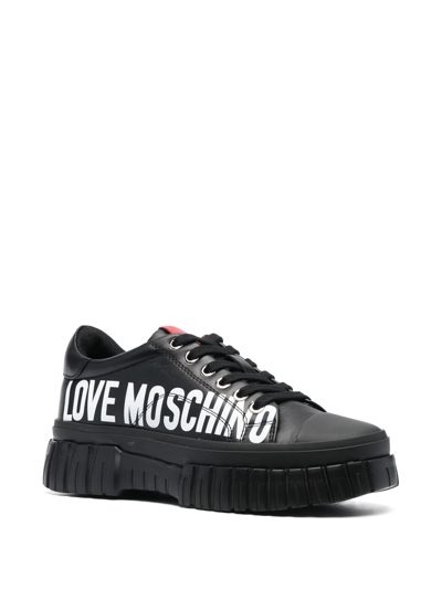 Shop Love Moschino Logo-print Low-top Sneakers In Black