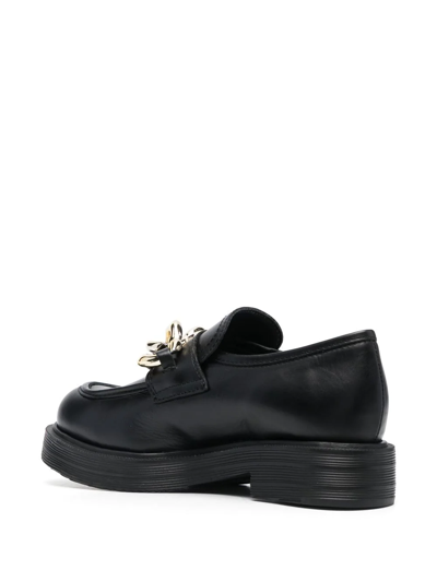 Shop Love Moschino Chain-detail Chunky-sole Loafers In Black