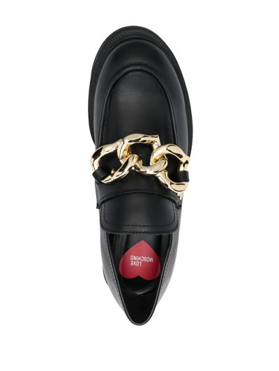 Shop Love Moschino Chain-detail Chunky-sole Loafers In Black