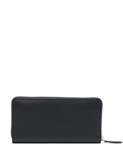 Smythson Leather Zip-up Wallet In Black