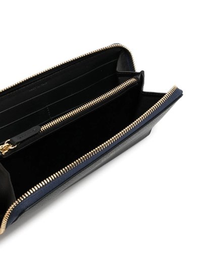 Smythson Leather Zip-up Wallet In Black