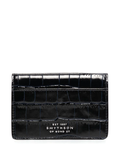 Smythson Crocodile-effect Cardholder In Black
