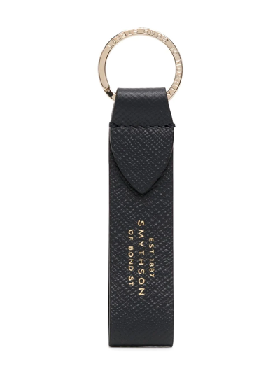 Shop Smythson Logo-tag Keychain In Black