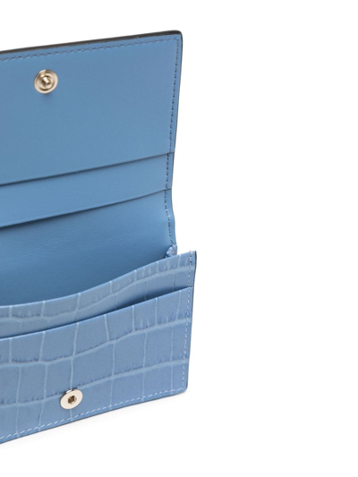 Smythson Flat Card Holder In Mara In Blue