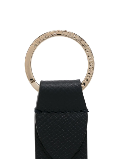Smythson Panama Leather Strap Keyring In Black