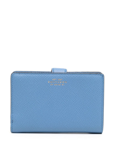 Smythson Leather Cardholder Wallet In Blue