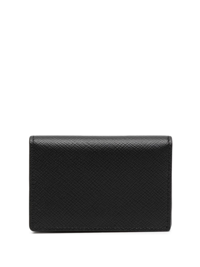 Smythson Leather Foldover Wallet In Black