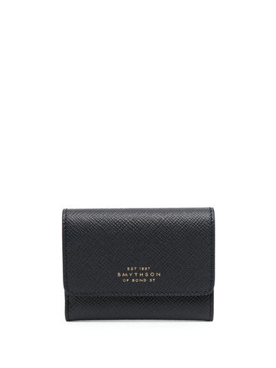 Smythson Tri-fold Leather Wallet In Black