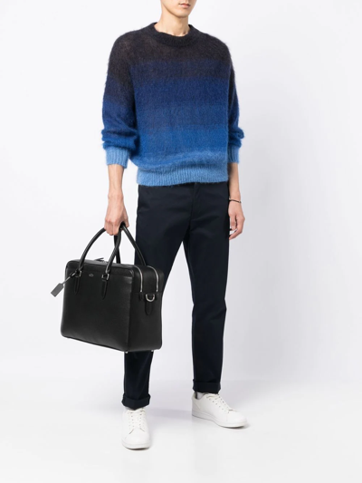 Smythson Leather Logo-stamp Holdall In Black