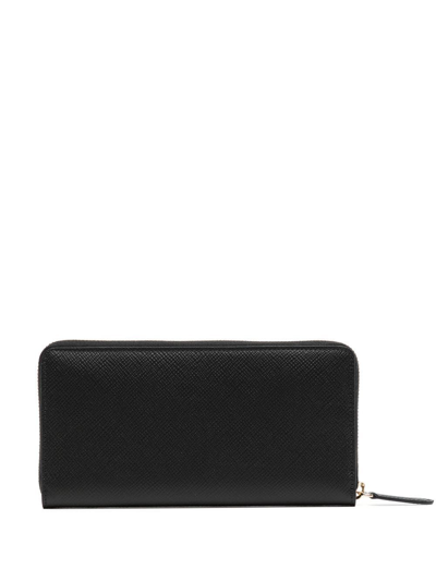 Smythson Leather Zip-up Wallet In Black