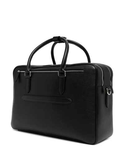 Smythson Leather Logo-stamp Holdall In Black