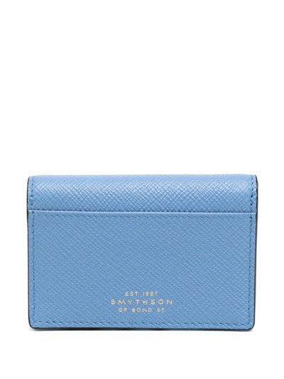Smythson Folded Leather Wallet In Blue