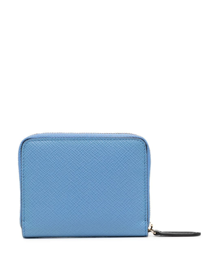 Smythson Leather Zip-up Wallet In Blue