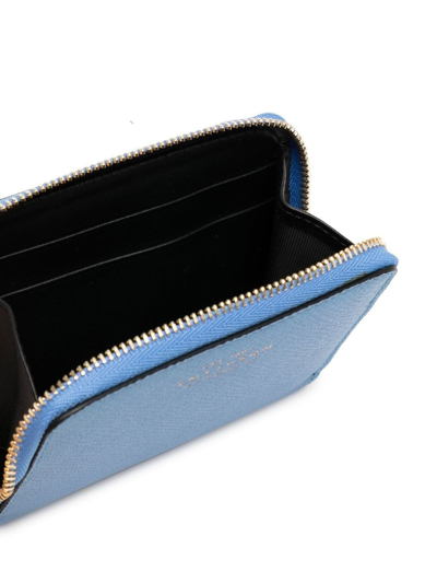 Smythson Leather Zip-up Wallet In Blue