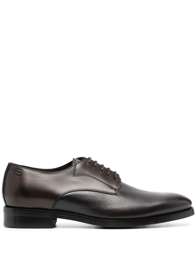 Shop Baldinini Round-toe Panelled Derby Shoes In Brown