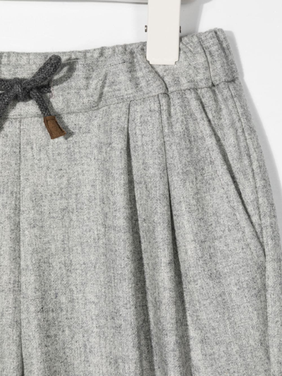 Shop Brunello Cucinelli Drawstring Virgin-wool Trousers In Grey