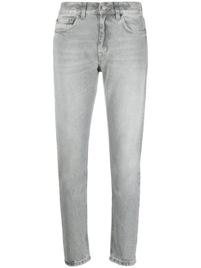 Shop Dondup Cropped Slim-cut Jeans In Grey