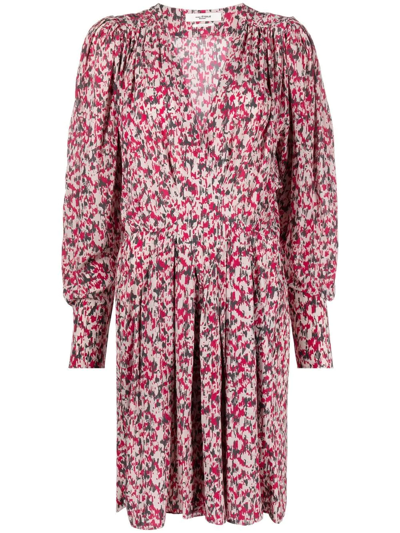 Shop Isabel Marant Étoile Abstract Pattern-print V-neck Mini Dress In Pink